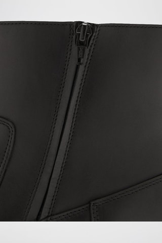 Bottines cuir bout carré - Noir