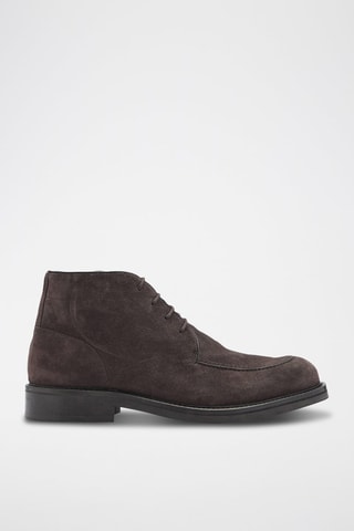 Bottines cuir et croûte de cuir - Marron