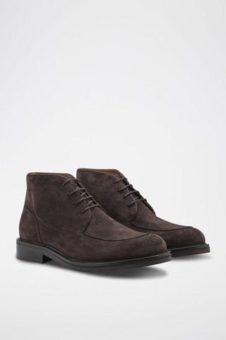 Bottines cuir et croûte de cuir - Marron