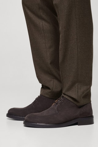 Bottines cuir et croûte de cuir - Marron