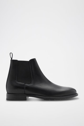 Bottines chelsea cuir effet patiné - Noir