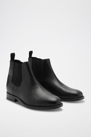 Bottines chelsea cuir effet patiné - Noir