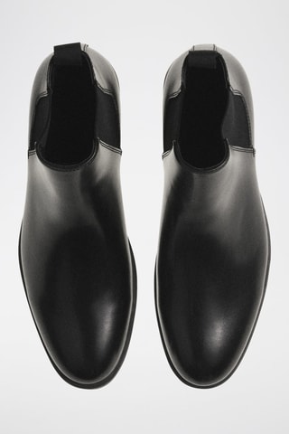 Bottines chelsea cuir effet patiné - Noir