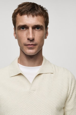 Pull-over polo structuré coton mélangé - Sable