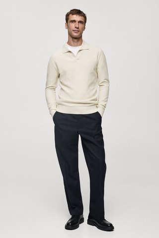 Pull-over polo structuré coton mélangé - Sable