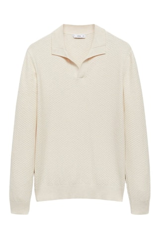 Pull-over polo structuré coton mélangé - Sable