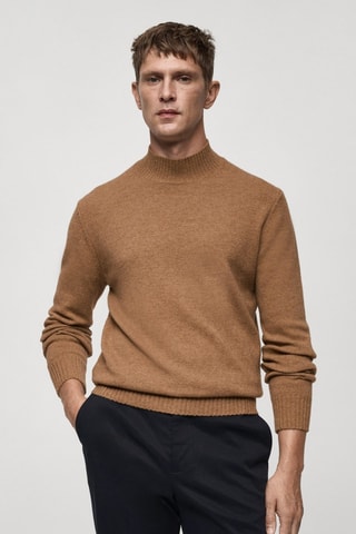 Pull-over laine col montant - Marron