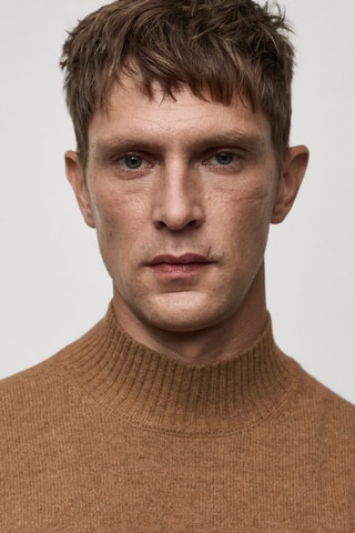 Pull-over laine col montant - Marron