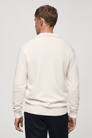 Cardigan laine maille côtelée - Blanc cassé