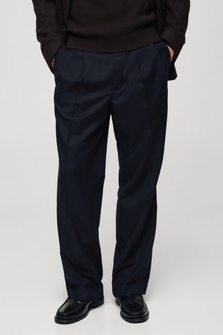 Pantalon regular-fit pinces - Bleu marine