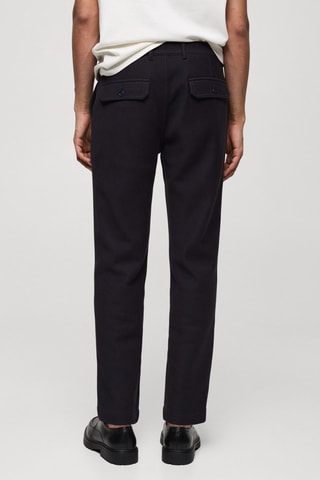 Pantalon regular-fit coton texturé - Bleu marine