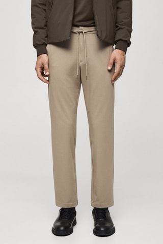 Pantalon slim-fit comfort stretch cordon - Beige