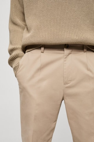 Pantalon regular fit coton pinces - Écru