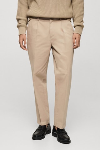 Pantalon regular fit coton pinces - Écru