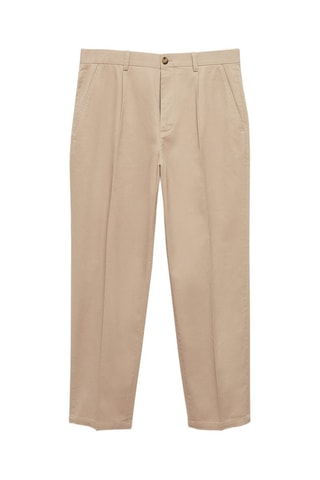 Pantalon regular fit coton pinces - Écru