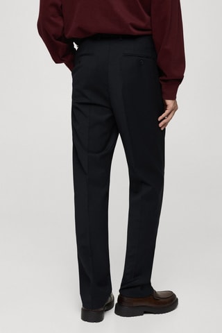 Pantalon costume laine mélangée regular-fit - Bleu marine