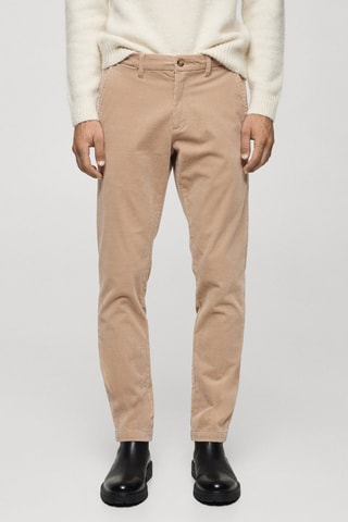 Pantalon velours côtelé slim-fit - Beige