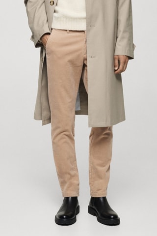 Pantalon velours côtelé slim-fit - Beige