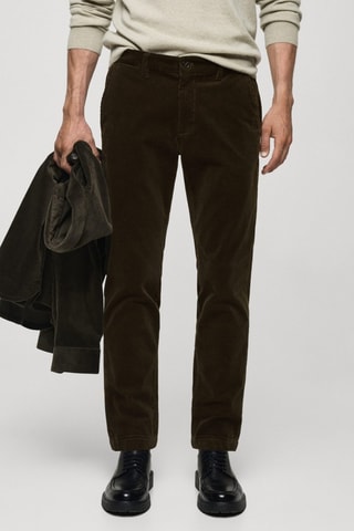 Pantalon velours côtelé slim-fit - Kaki