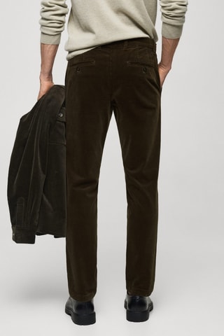 Pantalon velours côtelé slim-fit - Kaki