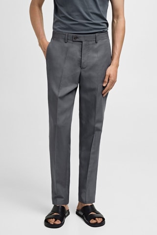 Pantalon costume slim-fit mélange de lin - Bleu pétrole