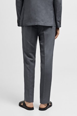 Pantalon costume slim-fit mélange de lin - Bleu pétrole