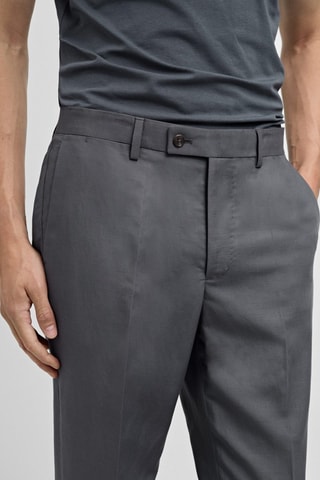 Pantalon costume slim-fit mélange de lin - Bleu pétrole