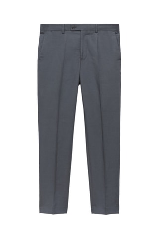 Pantalon costume slim-fit mélange de lin - Bleu pétrole