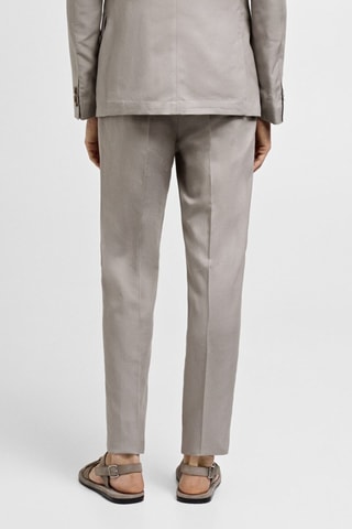 Pantalon costume slim-fit mélange de lin - Gris clair