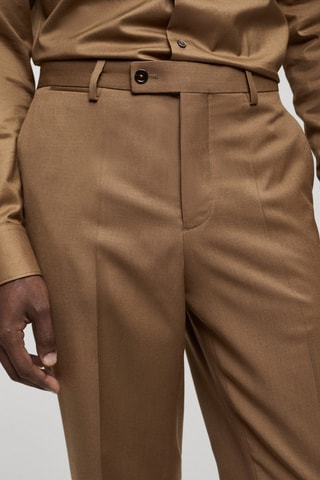 Pantalon costume slim-fit 100 % laine vierge - Marron