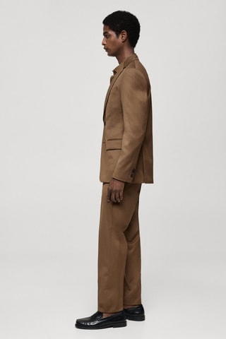 Pantalon costume slim-fit 100 % laine vierge - Marron