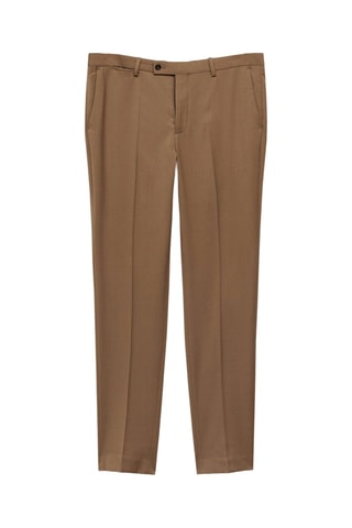 Pantalon costume slim-fit 100 % laine vierge - Marron