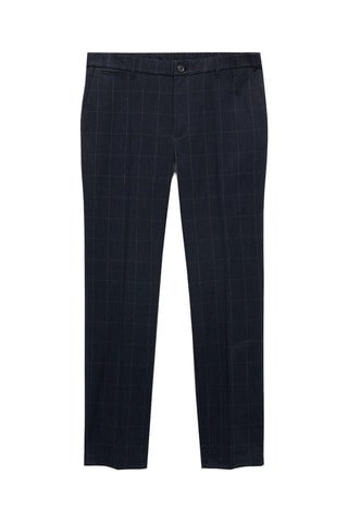 Pantalon slim fit à carreaux en coton - Bleu marine