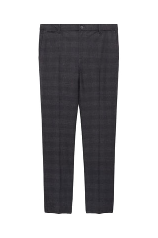 Pantalon slim-fit coton carreaux écossais - Gris foncé chiné