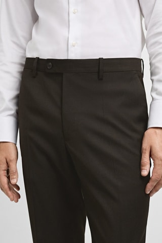 Pantalon costume slim-fit tissu comfort stretch - Marron