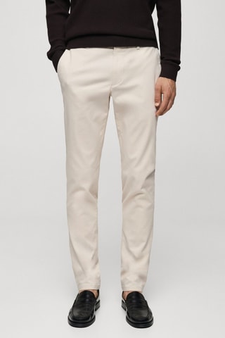 Pantalon chino slim fit serge - Écru