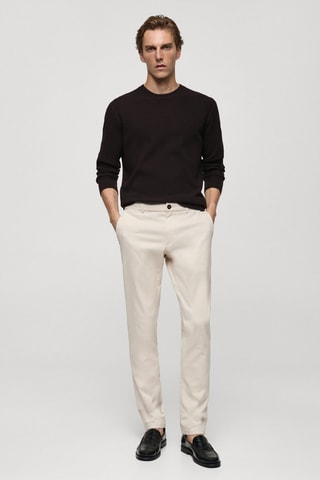 Pantalon chino slim fit serge - Écru