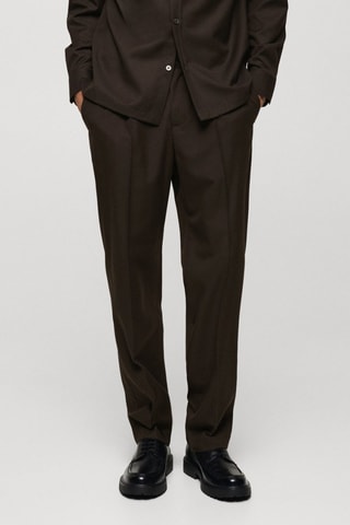 Pantalon regular-fit pinces - Chocolat