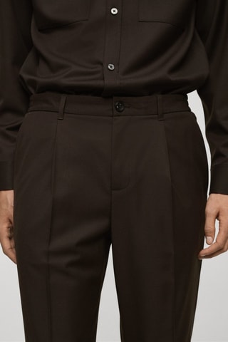 Pantalon regular-fit pinces - Chocolat