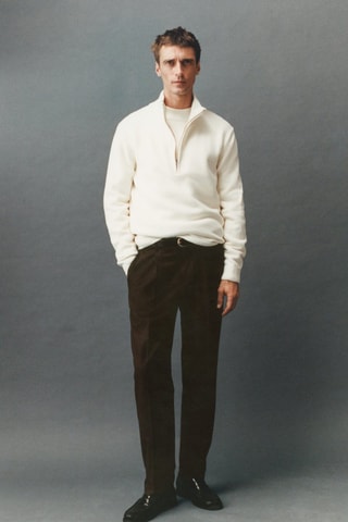 Pantalon regular-fit pinces - Chocolat