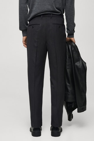 Pantalon regular-fit pinces - Gris foncé chiné