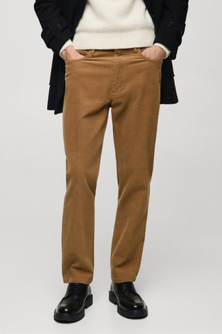Pantalon velours côtelé regular-fit - Marron
