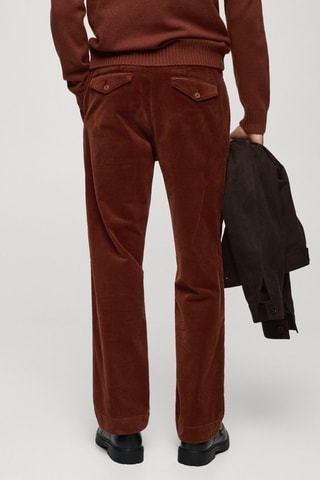 Pantalon velours côtelé pinces straight-fit - Rouge orangé