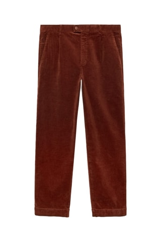 Pantalon velours côtelé pinces straight-fit - Rouge orangé
