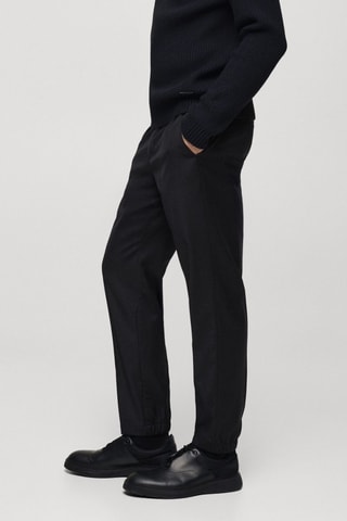 Pantalon laine mélangée cordon - Bleu nuit