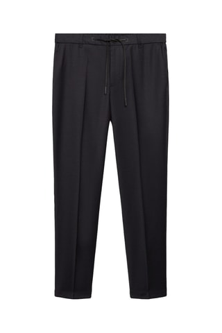 Pantalon laine mélangée cordon - Bleu nuit