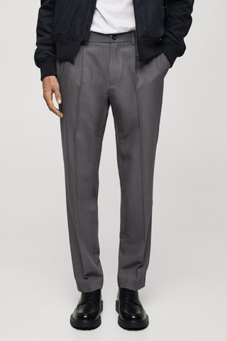 Pantalon regular-fit fluide pinces - Gris