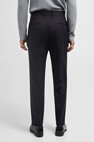 Pantalon costume laine slim-fit rayures - Bleu marine