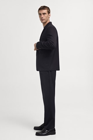 Pantalon costume laine slim-fit rayures - Bleu marine