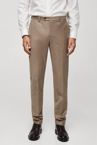 Pantalon costume flanelle 100 % laine italienne - Marron